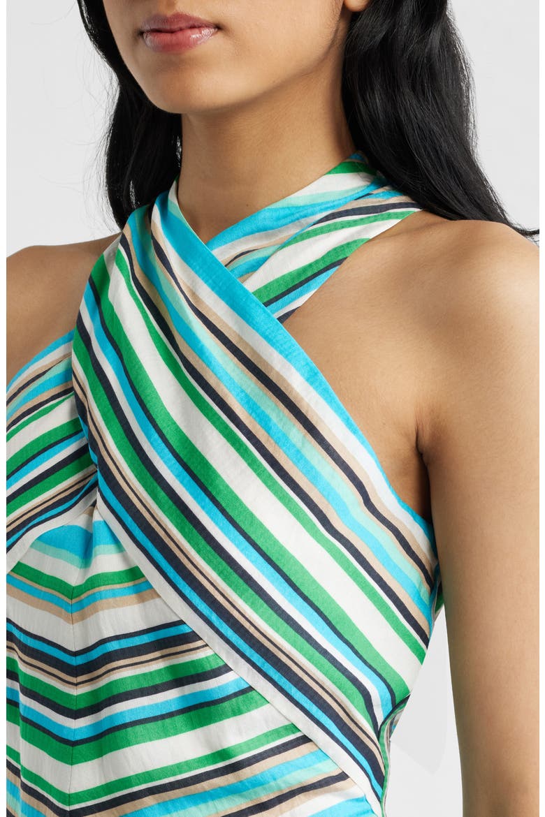 Stripe Cross Neck Midi Dress, Alternate, color, PARAKEET MULTI