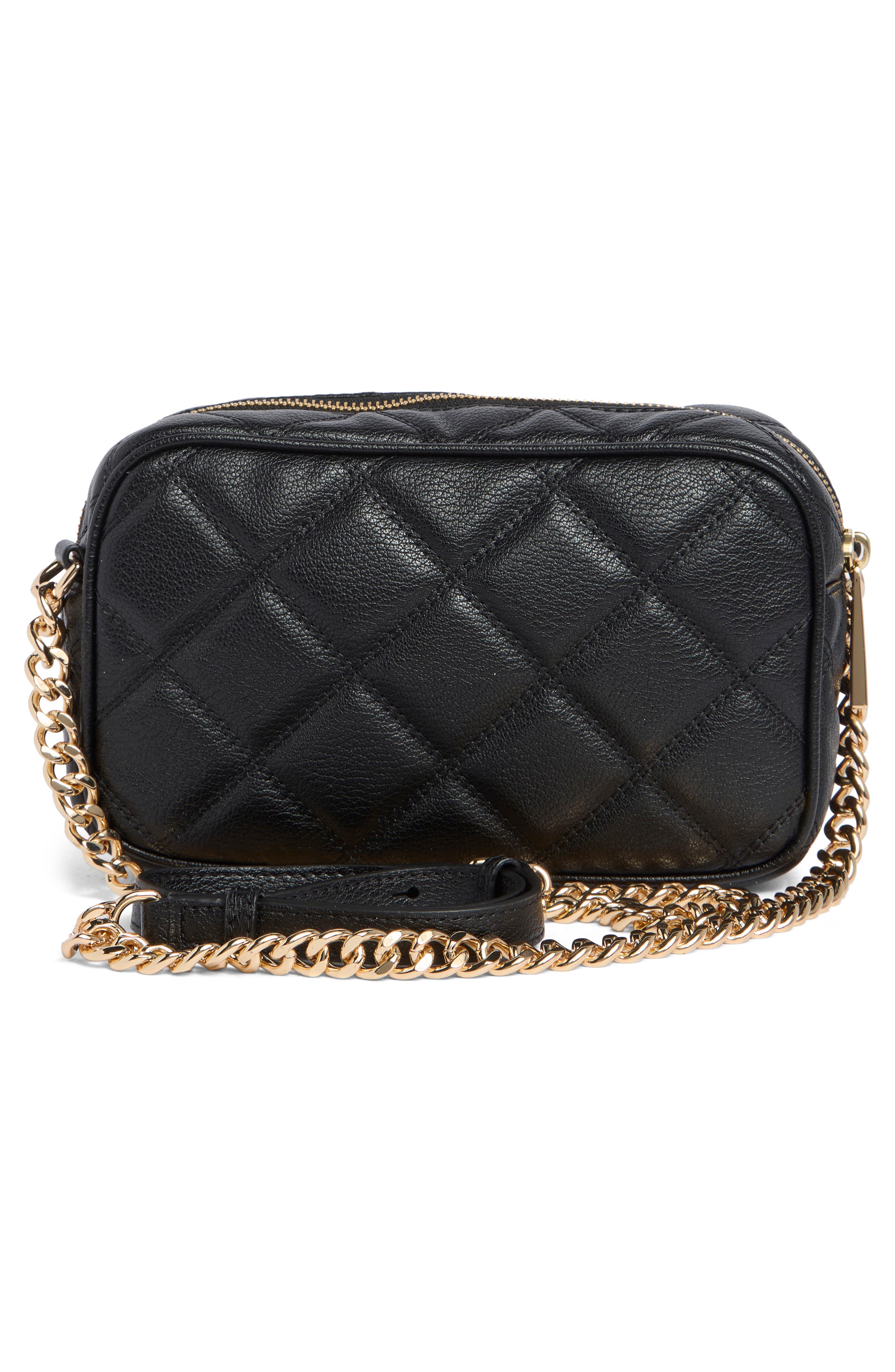Flash Quilted Faux Leather Camera Bag, Alternate, color, BLACK