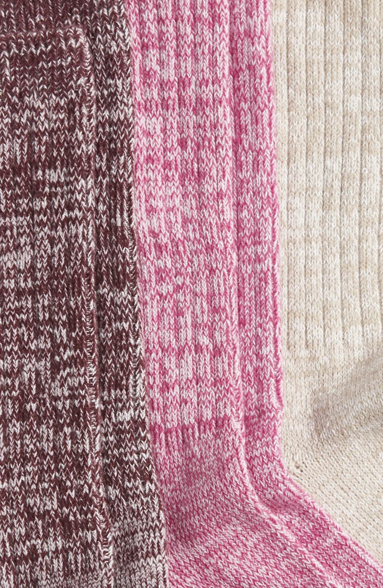 UGG<sup>®</sup> Assorted 3-Pack Slouchy Ribbed Crew Socks, Alternate, color, Chrome Pink Putty Wild Grape