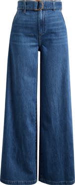 PAIGE Cameron High Waist Wide Leg Belted Jeans