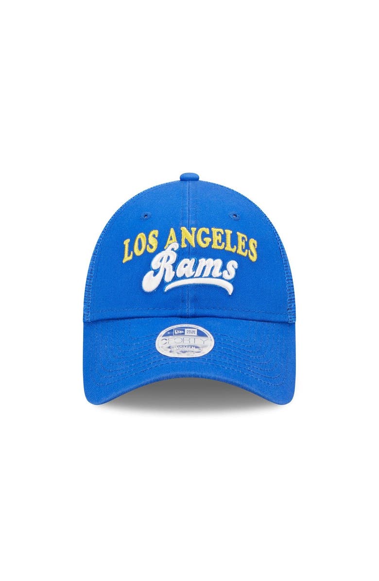 New Era Women's New Era Royal Los Angeles Rams Team Trucker 9FORTY Snapback Hat, Alternate, color,