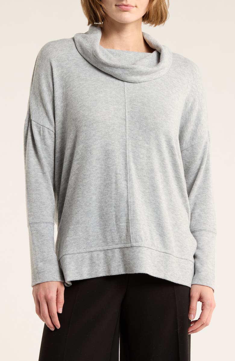 Caslon<sup>®</sup> Cowl Neck Long Sleeve Tunic Top, Main, color, Grey Heather