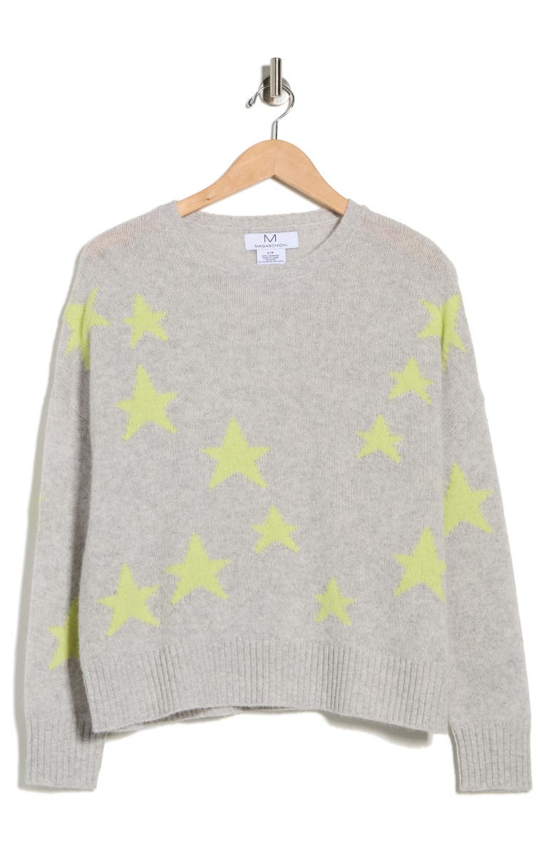 Magaschoni Star Cashmere Sweater, Alternate, color, Grey Tint / Sweet Matcha