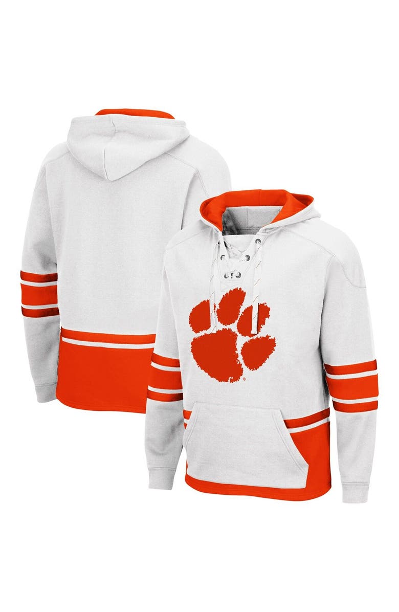 COLOSSEUM Men's Colosseum White Clemson Tigers Lace Up 3.0 Pullover Hoodie, Main, color, White