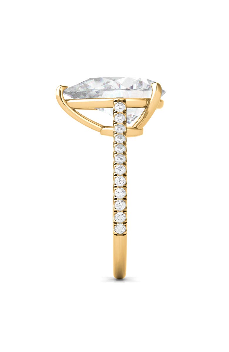 HauteCarat Pear Cut Pavé Lab Grown Diamond Ring, Alternate, color, 2.00 Ctw 18K Yellow Gold