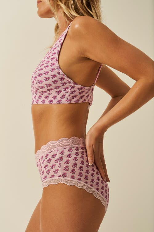 Stripe & Stare The Lace Plunge & Original Knicker Set In Pink