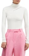 Marcella Vee Mesh Cutout Turtleneck Top