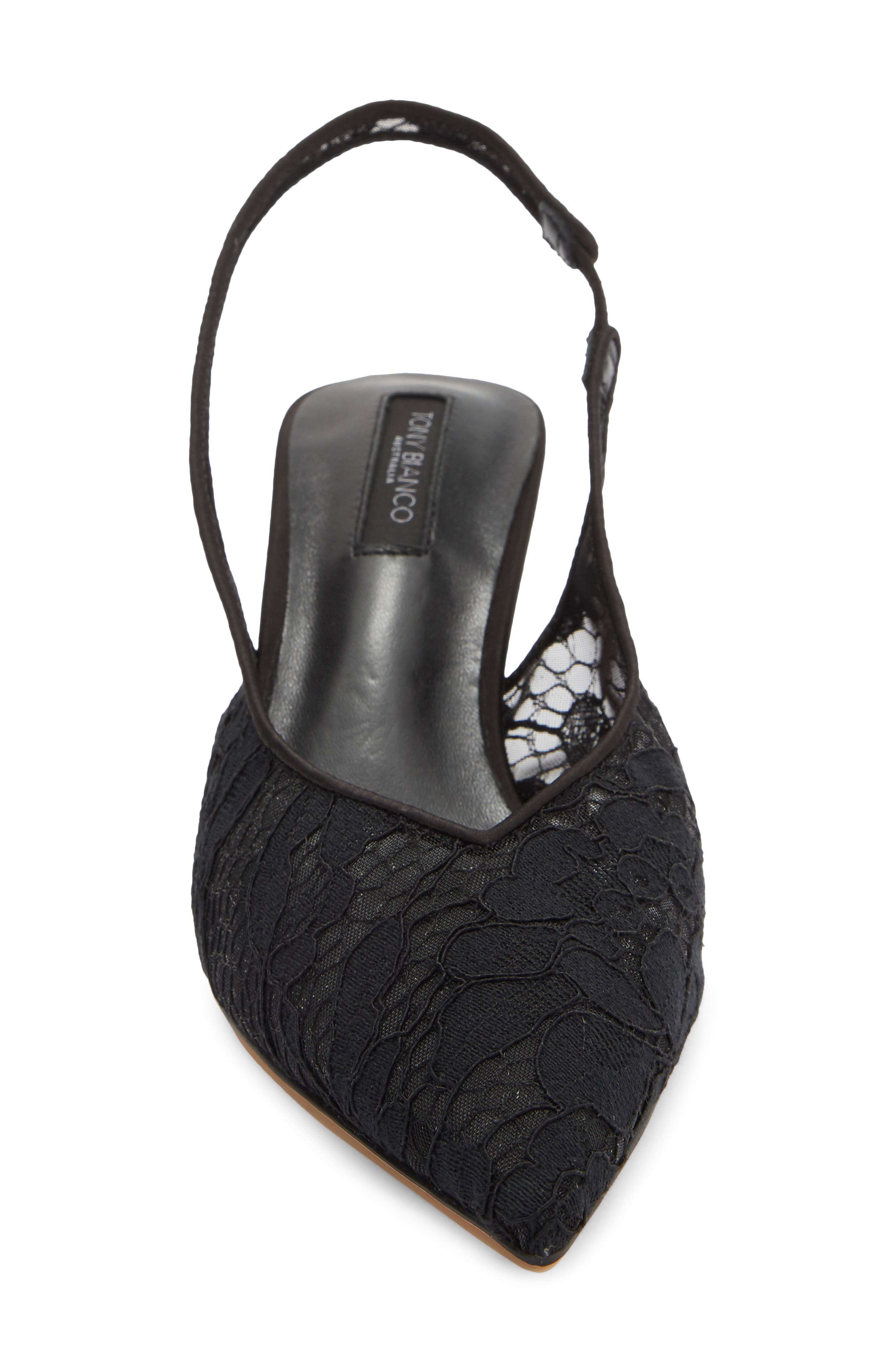 Tony Bianco Breeze Slingback Pointed Toe Pump, Alternate, color, Black Brocade