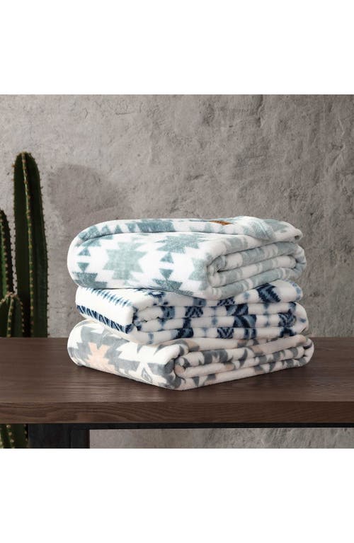 Wrangler Canyon Ikat Ultra Soft Plush Fleece Reversible Throw Blanket In Blue