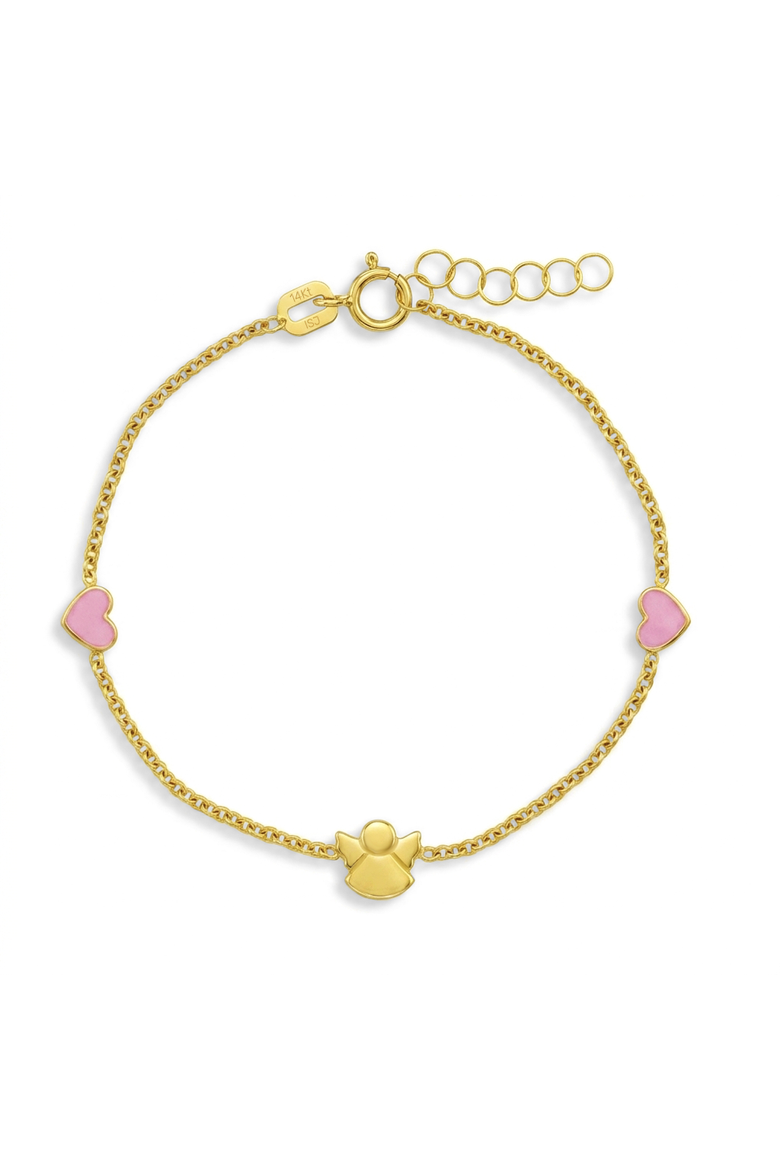 14k Loving Angel Heart Bracelet, Main, color, Pink