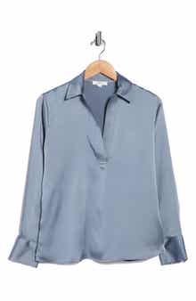 Vince Long Sleeve Satin Top