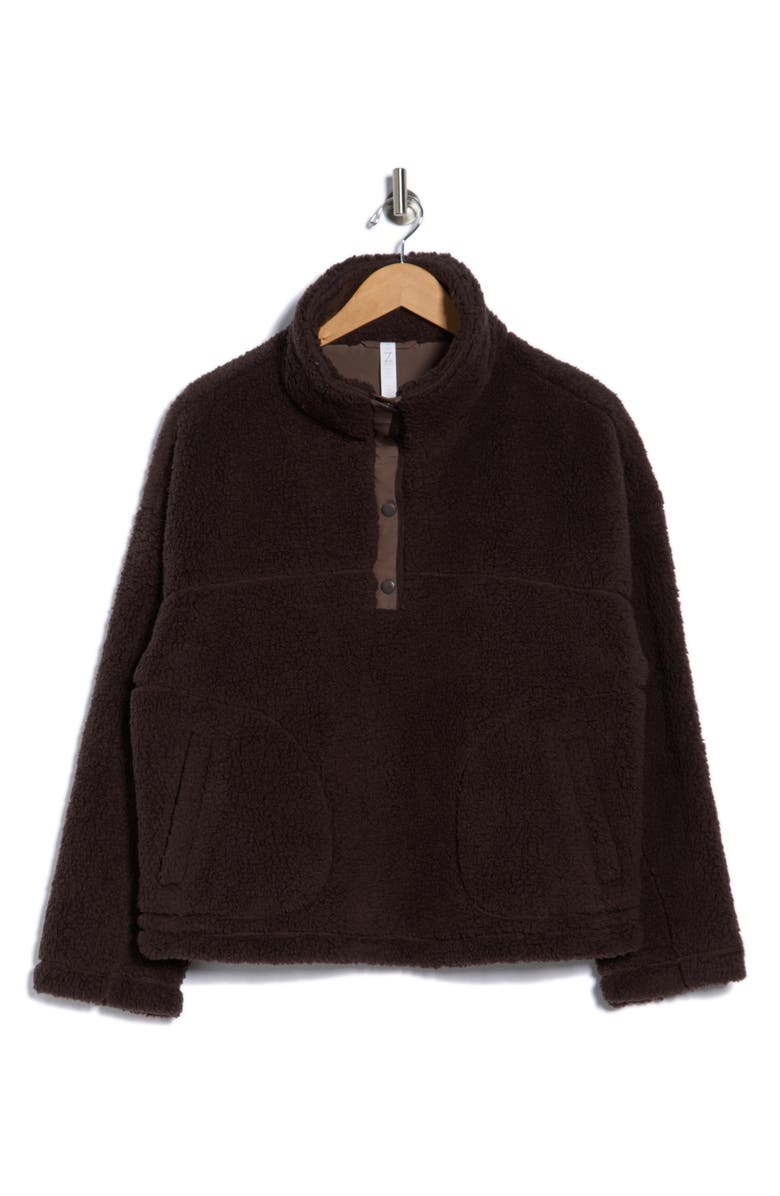 Z by Zella Aspen High Pile Fleece Pullover, Alternate, color, Brown Mole'