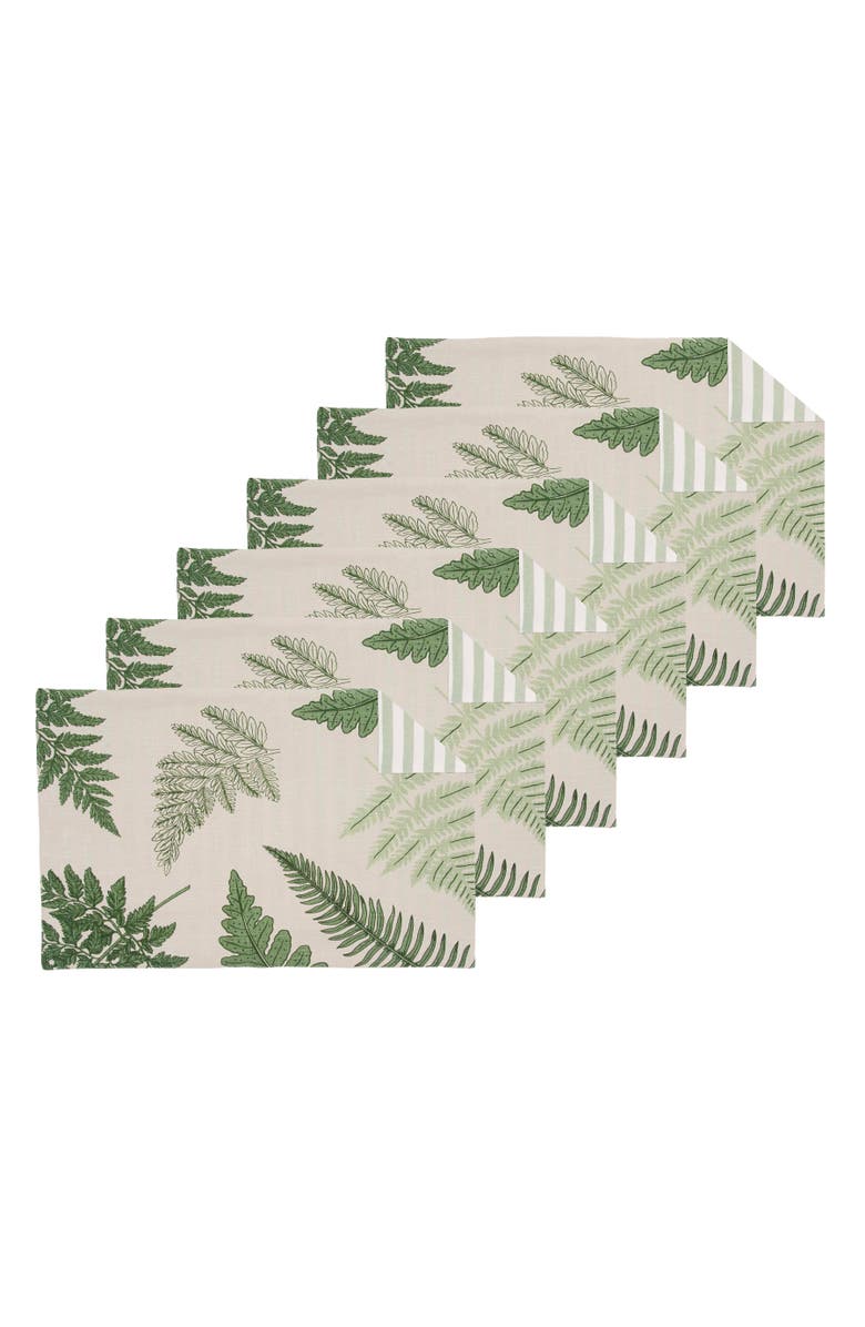 C&F Home Botanical Fern Forest 100% Cotton Set of 6 Placemats 13" x 20", Main, color, Green