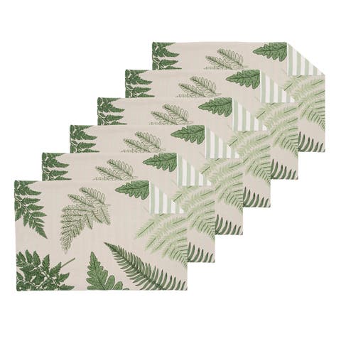 Botanical Fern Forest 100% Cotton Set of 6 Placemats 13" x  20"