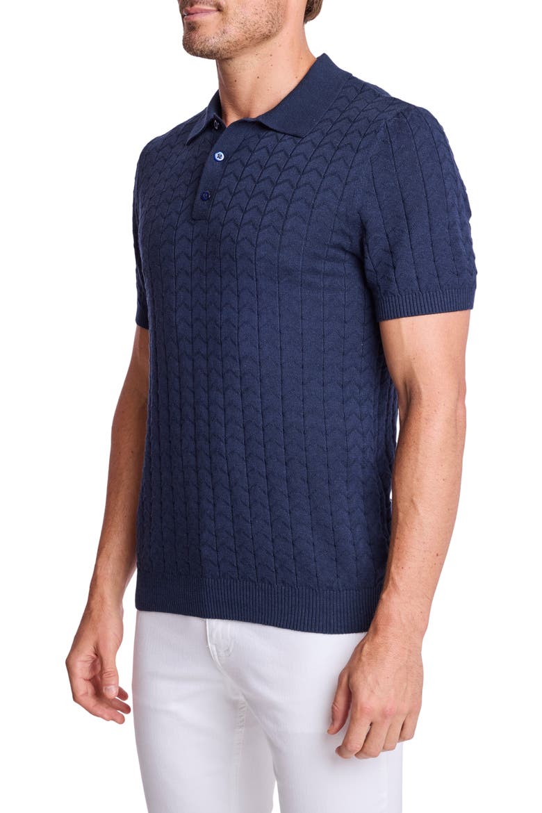 Zigzag Knit Polo, Alternate, color, CRISP NAVY