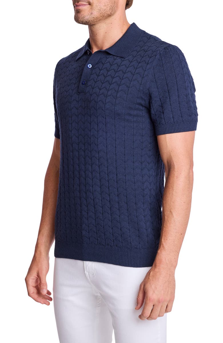 PAISLEY & GRAY Zigzag Knit Polo, Alternate, color, Crisp Navy
