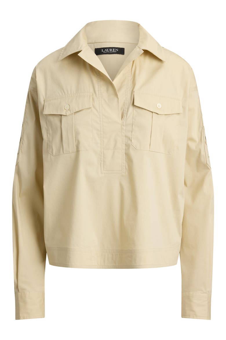 Silky Stretch Cotton Utility Shirt, Alternate, color, SAND BROWN