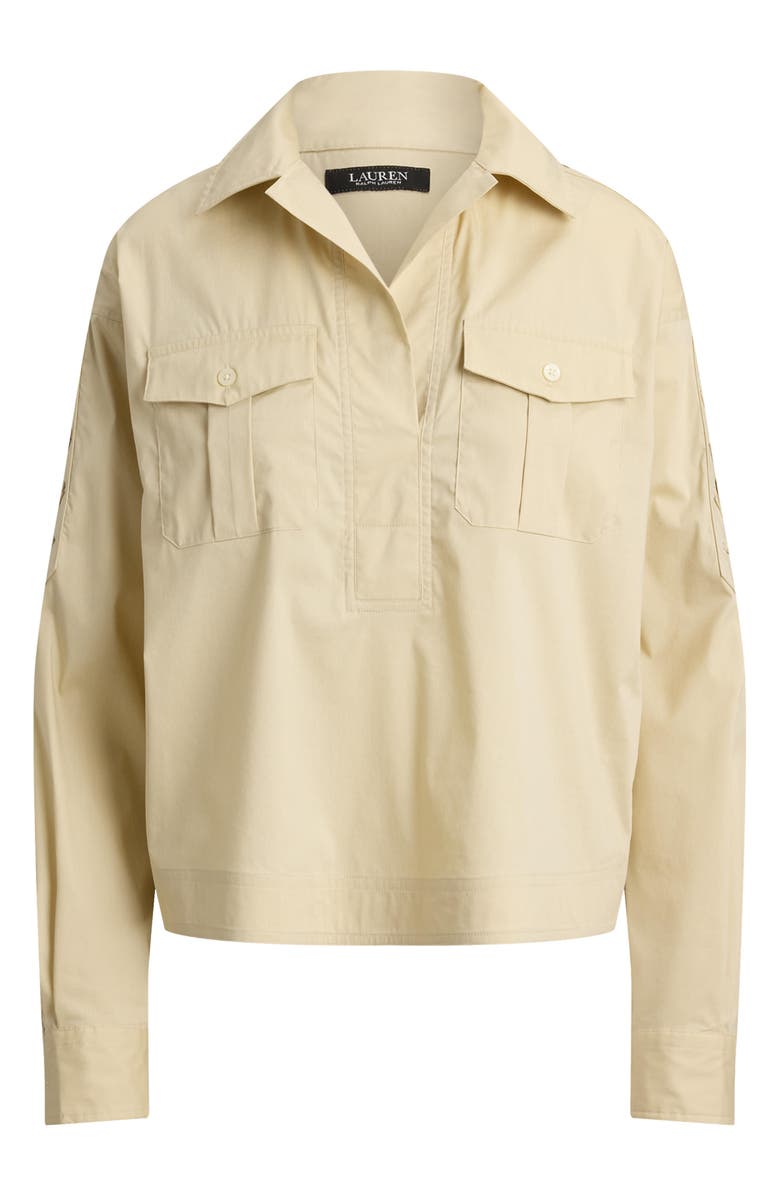 Lauren Ralph Lauren Silky Stretch Cotton Utility Shirt, Alternate, color, Sand Brown