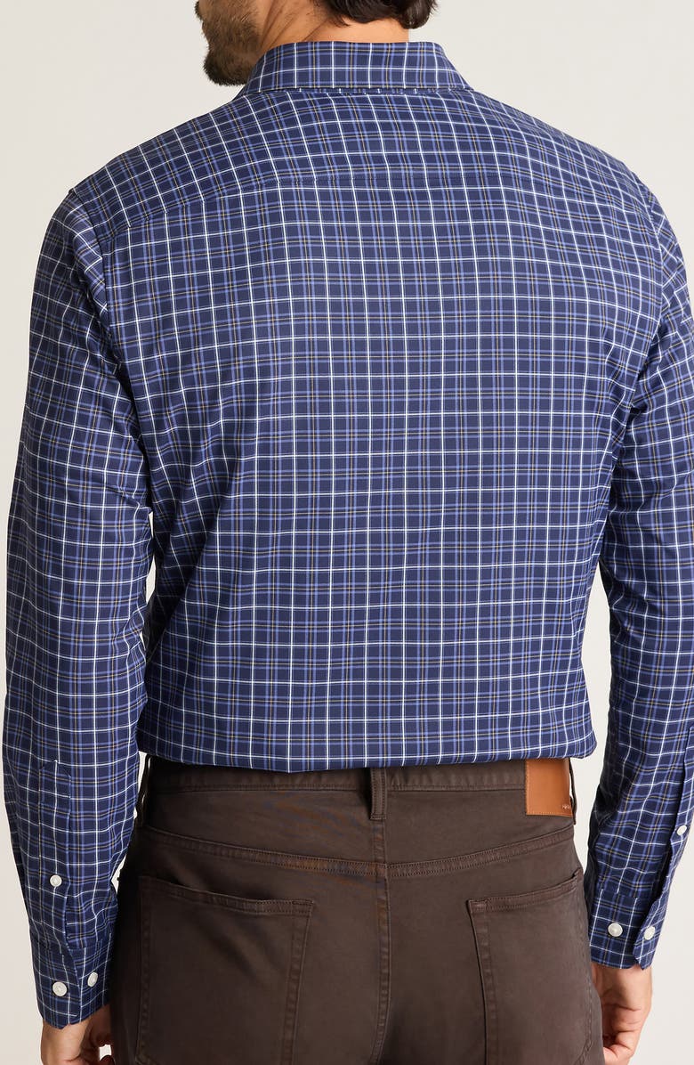 Bonobos Tech Slim Fit Navy Plaid Performance Button-Down Shirt, Alternate, color, Rothwell Plaid