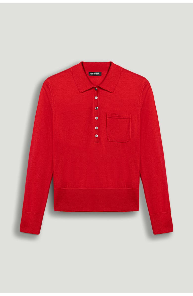 Nocturne Relaxed Polo Knit Sweater, Alternate, color, Red