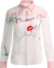 Alice + Olivia Willa Print Silk Button-Up Shirt