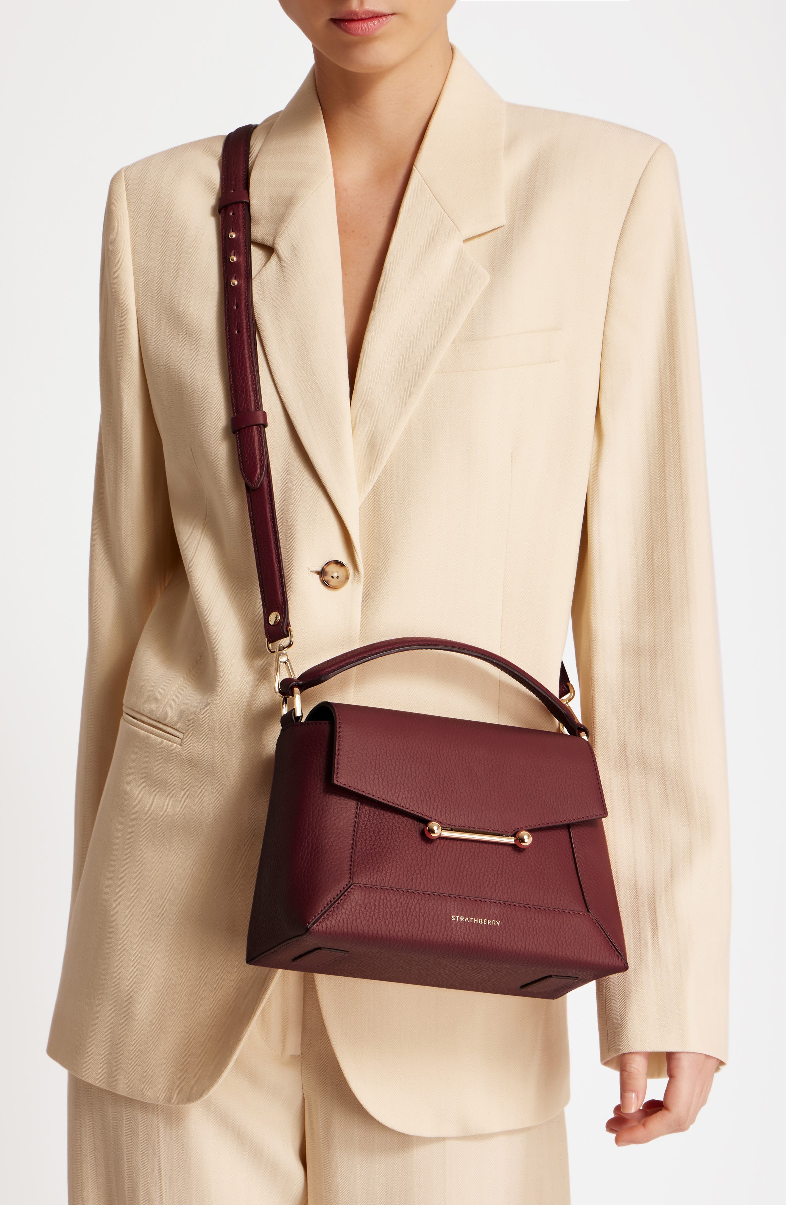 Mosaic Leather Top Handle Bag, Alternate, color, OXBLOOD