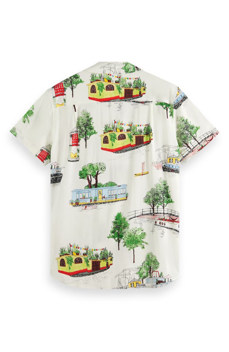 Scotch & Soda Artwork Camp Shirt, Alternate, color, 