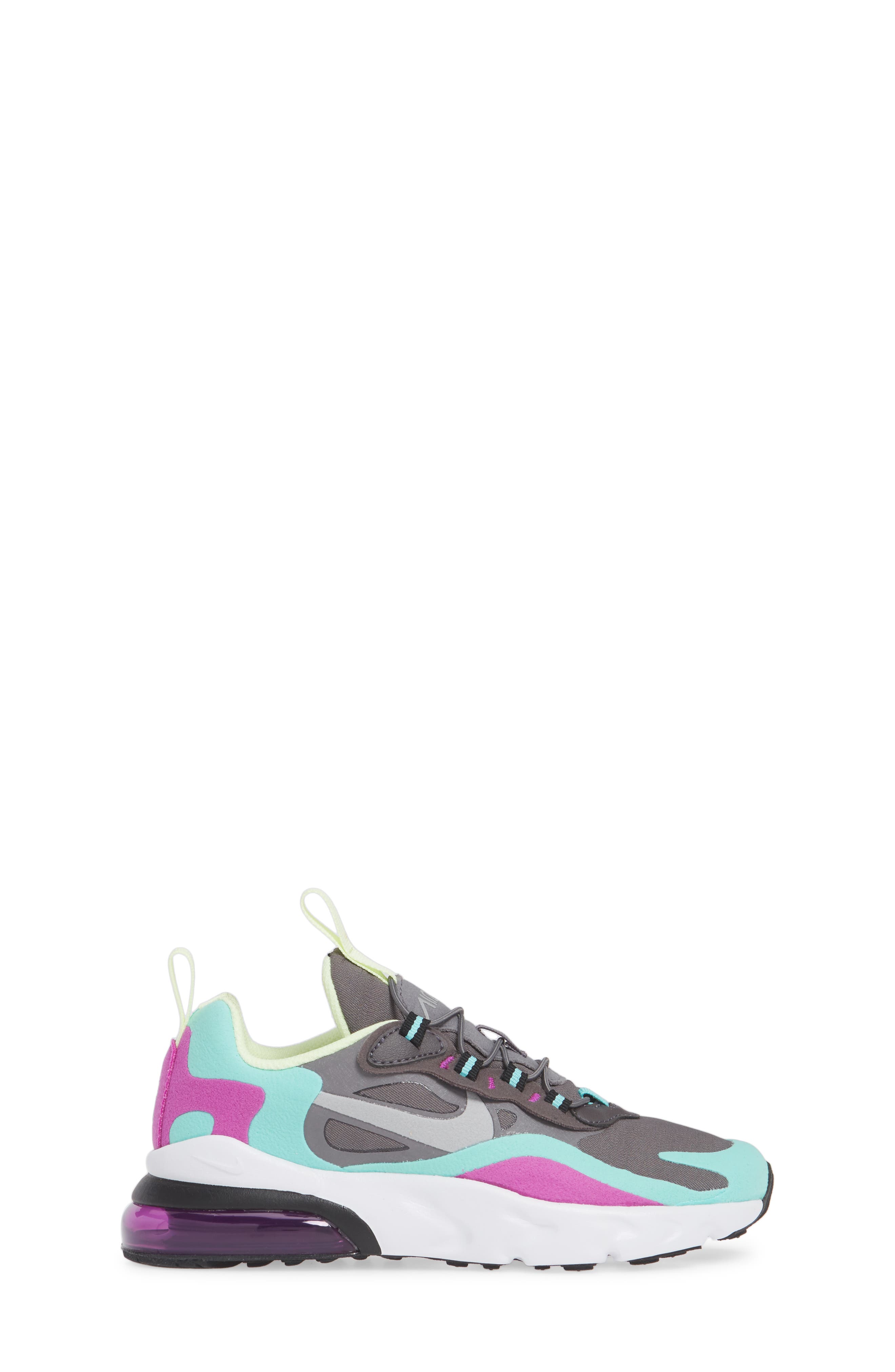 Air Max 270 React Sneaker, Alternate, color, GUNSMOKE/ SILVER/ GREEN
