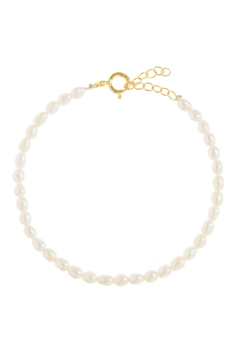 Freya Rose Rice Pearl Bracelet, Main, color, Gold