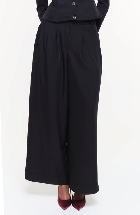 Sandstone Pleated Wide Leg Pants