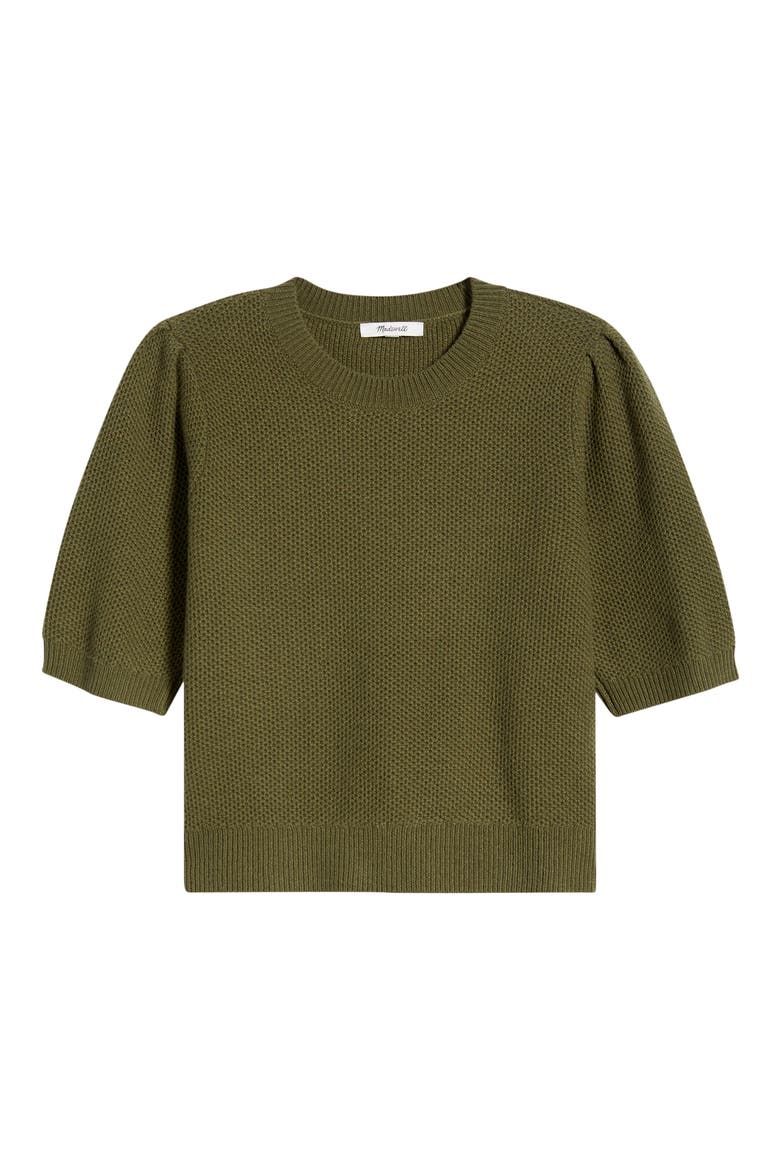Puff Sleeve Textured Sweater, Alternate, color, FADED IVY