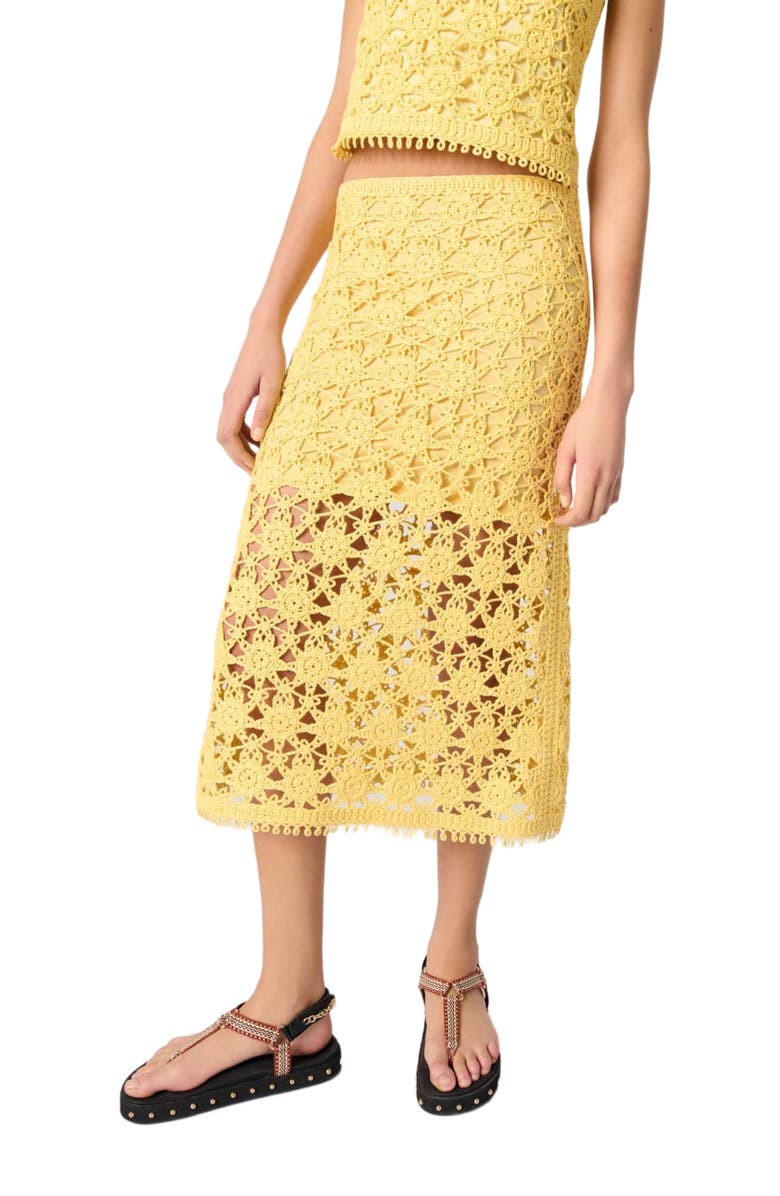 maje Crochet maxi skirt, Alternate, color, Yellow Banana