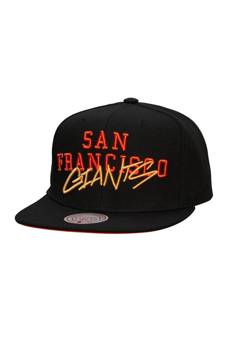 Men's Mitchell & Ness Black San Francisco Giants Team Tagged Snapback Hat, Main, color, Black
