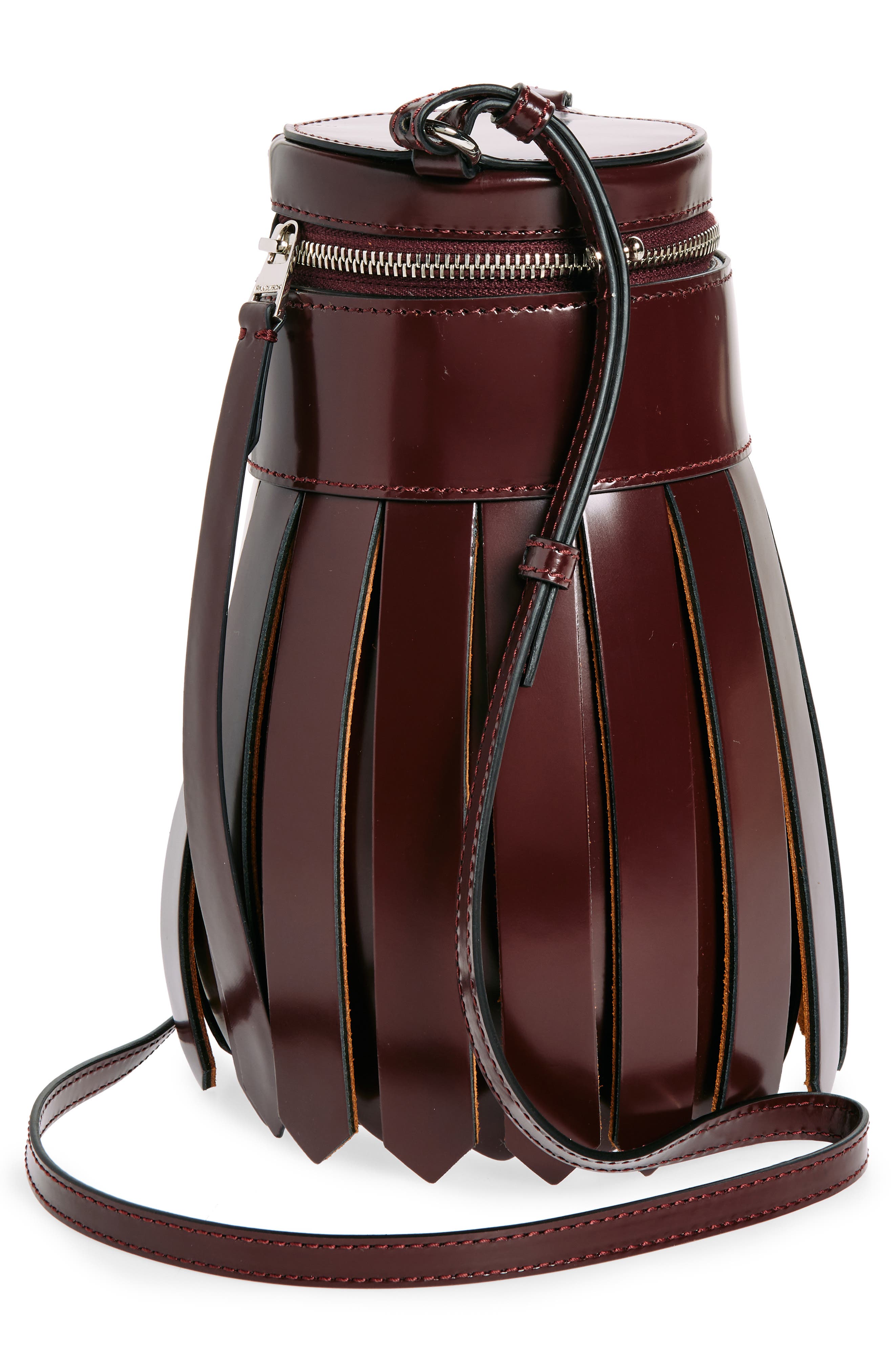 JW Anderson Tassel Leather Bucket Bag, Alternate, color, 