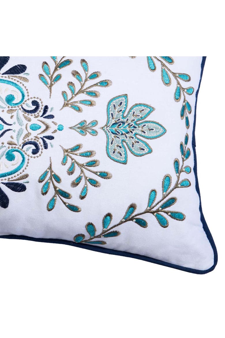 Bailey Medallion Embroidered Cotton Blend Accent Pillow 12" x 24", Alternate, color, Blue