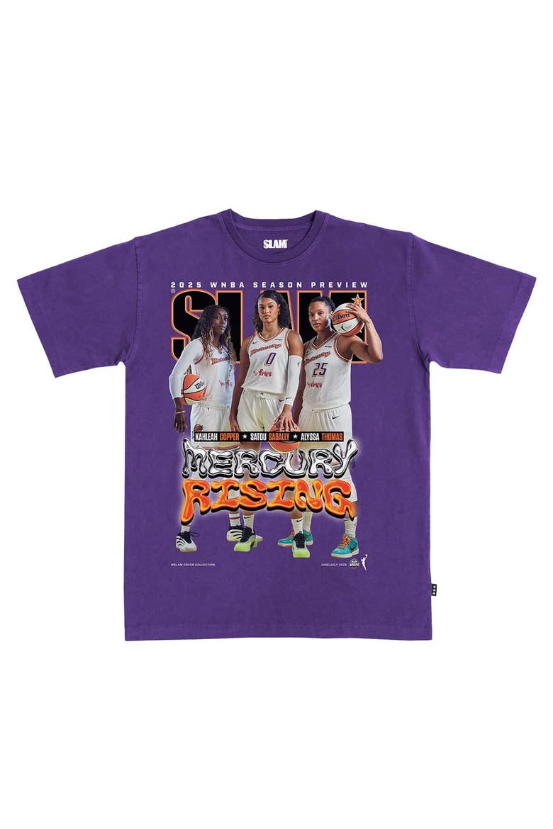 Unisex Alyssa Thomas, Kahleah Copper & Satou Sabally Purple  SLAM Cover T-Shirt, Main, color, Purple