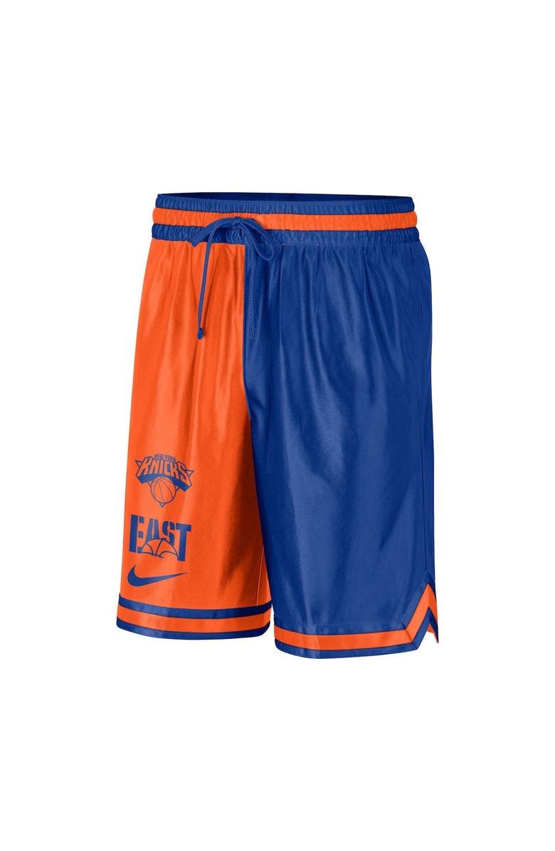 Nike Men's Nike Blue/Orange New York Knicks Courtside Versus Force Split DNA Performance Shorts, Alternate, color, Blue