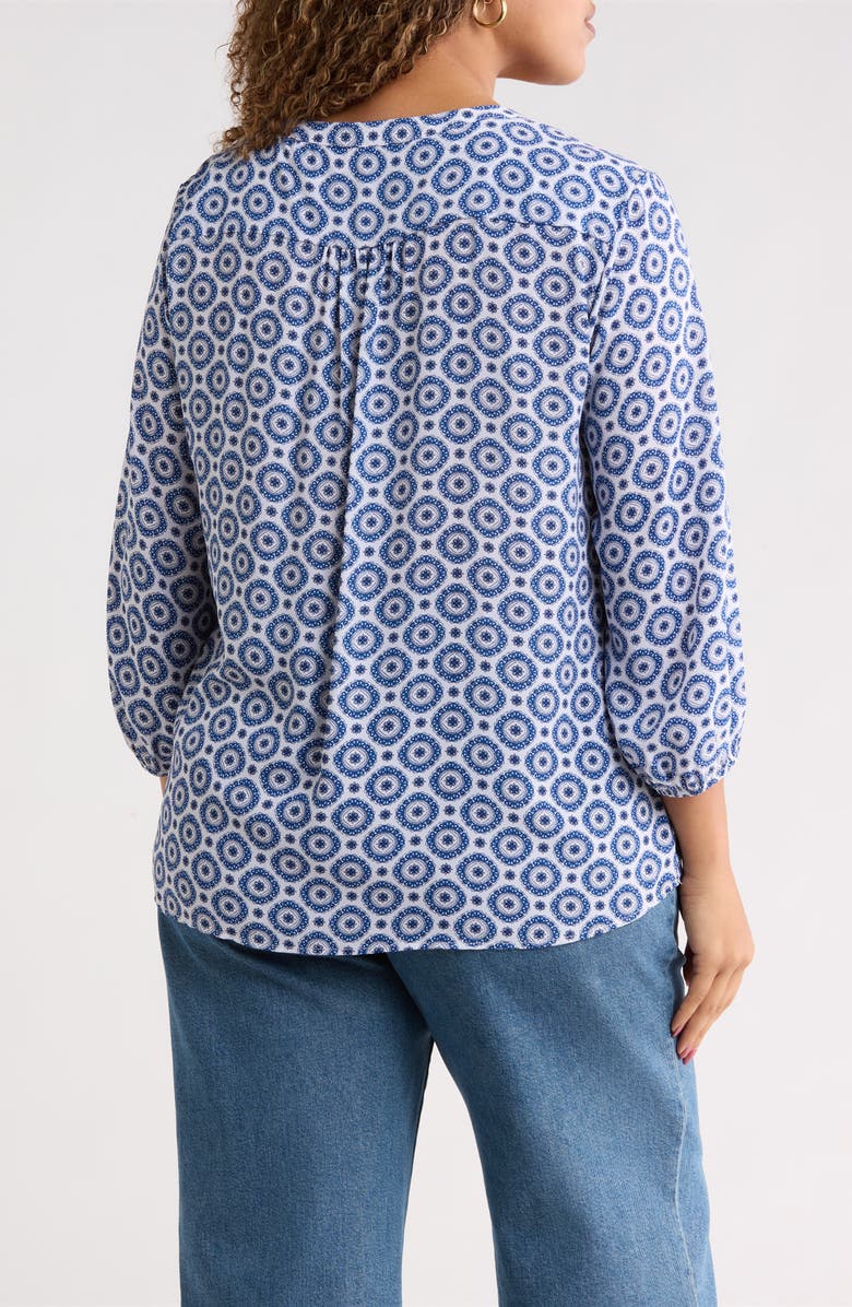 Renee C Split Neck Geo Print Top, Alternate, color, Blue