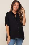 PinkBlush Button Up Dolman Short Sleeve Top