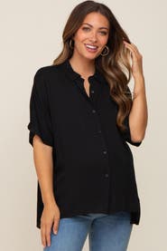 PinkBlush Button Up Dolman Short Sleeve Top