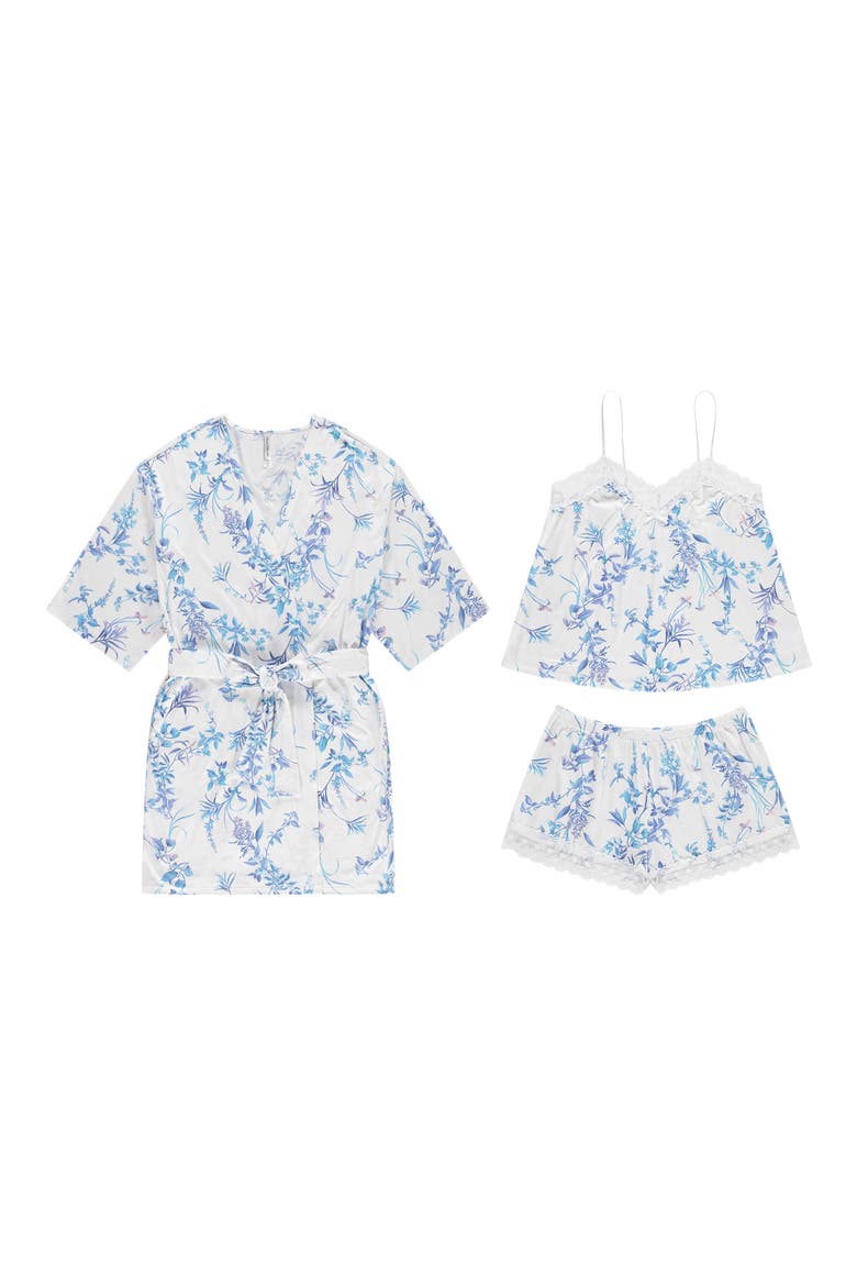 Willa Short Pajamas & Robe Travel Set, Alternate, color, IVORY