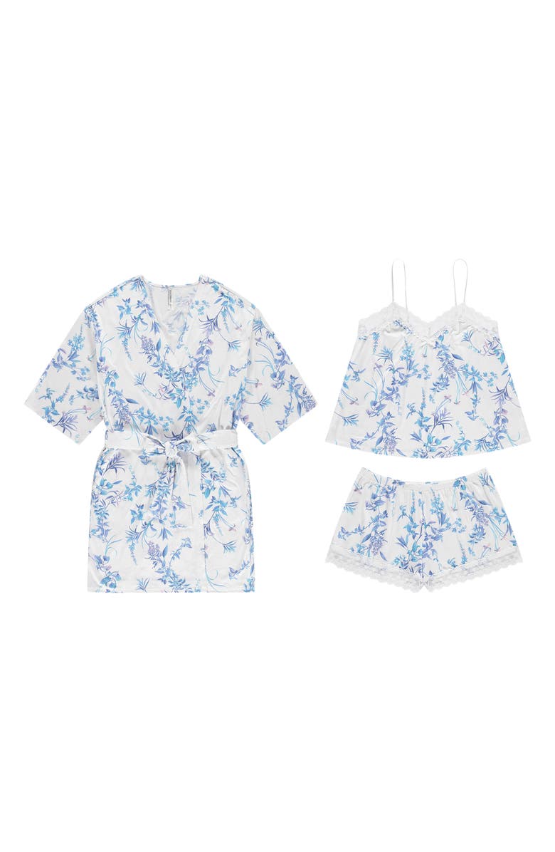 Flora Nikrooz Willa Short Pajamas & Robe Travel Set, Alternate, color, 
