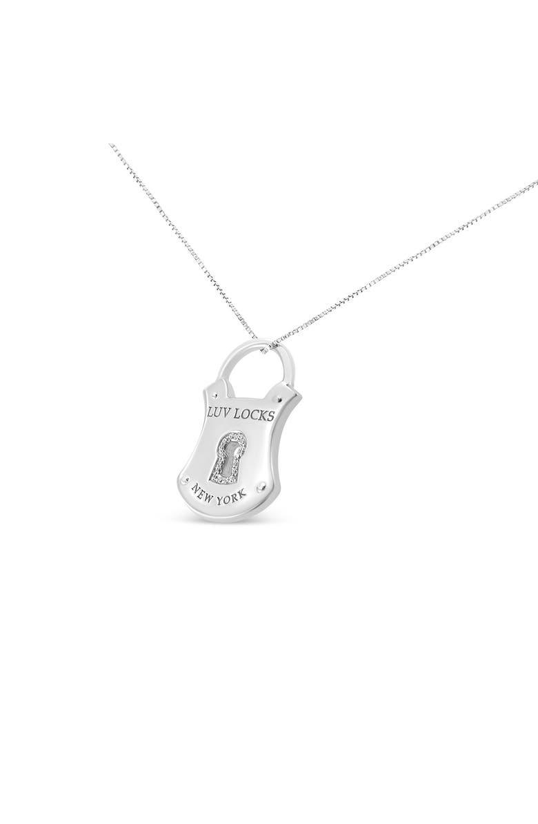 Haus of Brilliance .925 Sterling Silver 1/10 Cttw Diamond Lock Pendant Necklace, Alternate, color, White