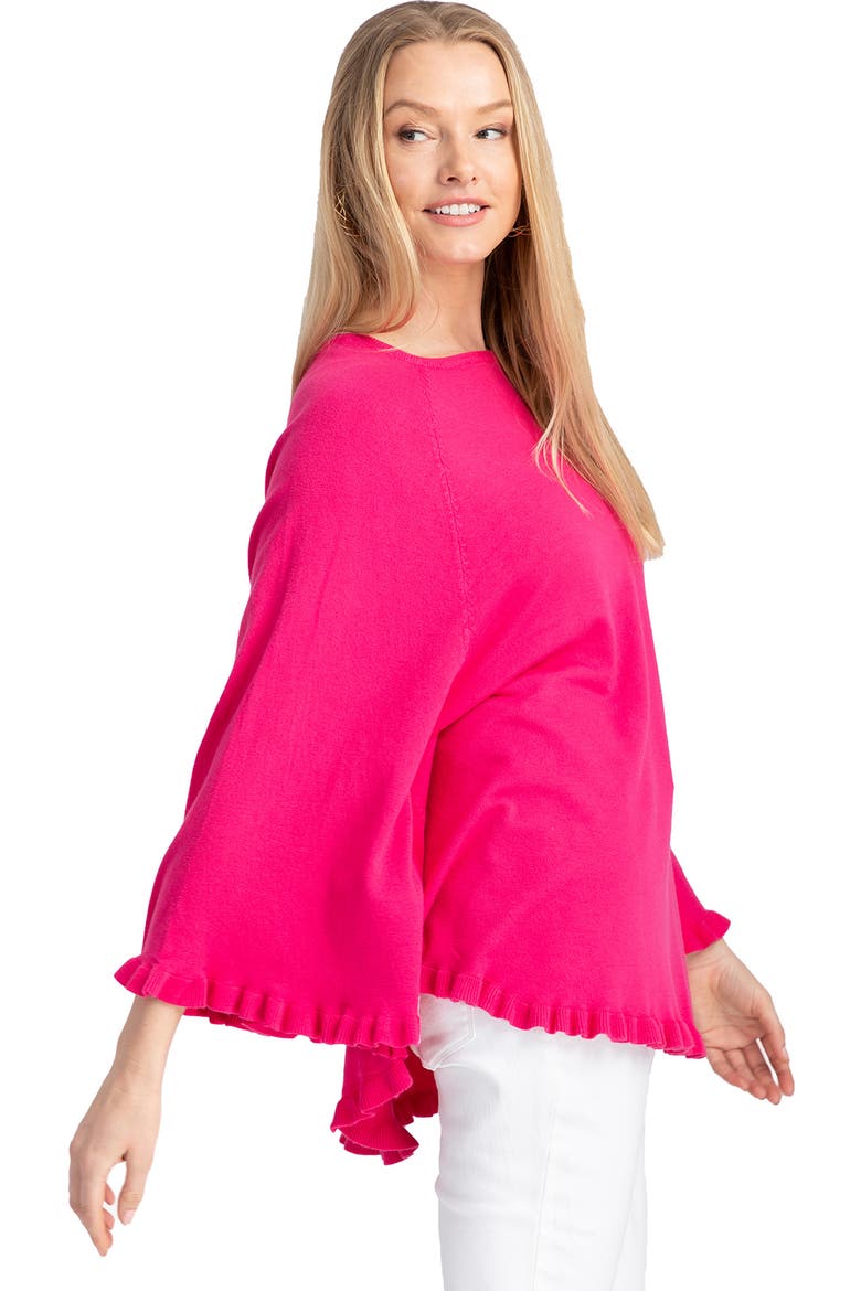 Talia Ruffle Trim Poncho, Alternate, color, FUCHSIA