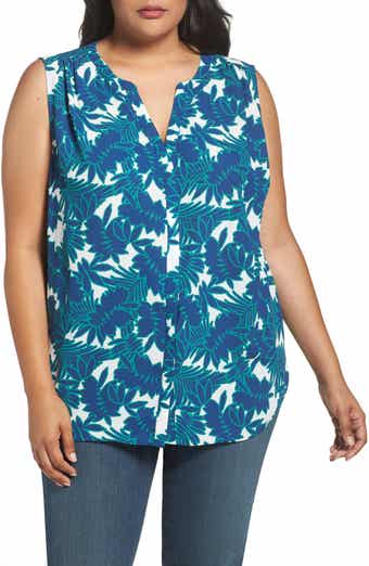 NYDJ Print Sleeveless Pleat Back Top