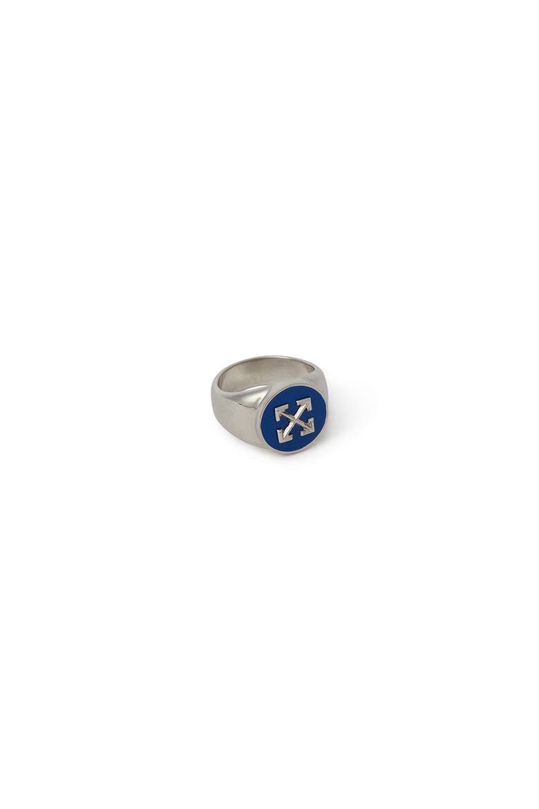 Men's Blue Enamel Arrow Ring, Alternate, color, Silver