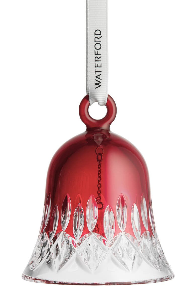 Lismore Red Bell Crystal Ornament, Main, color, RED