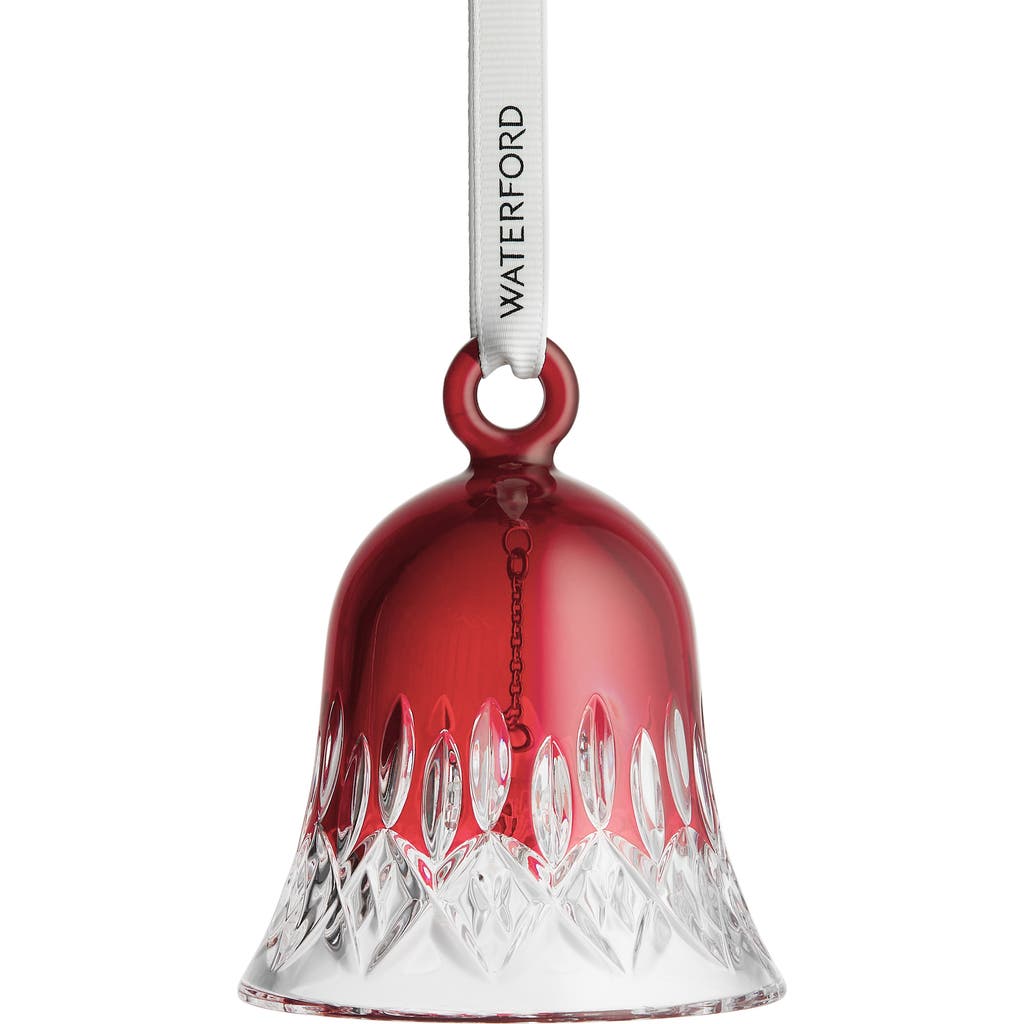 Waterford Lismore Red Bell Crystal Ornament In Red