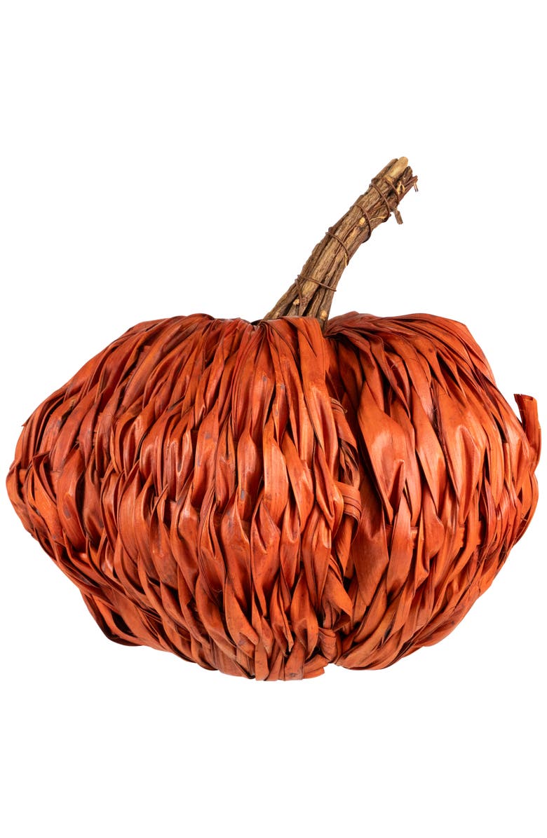 Northlight Woven Rattan Fall Harvest Pumpkin Decoration - 8.5", Alternate, color, Orange
