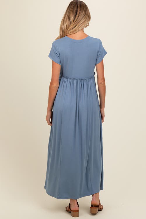 Pinkblush Ruffle Trim Maxi Dress In Blue